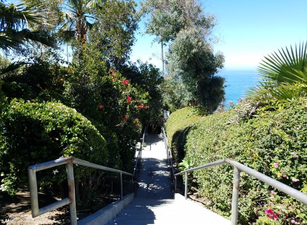 stairs leading down to west street beach in laguna beach ca